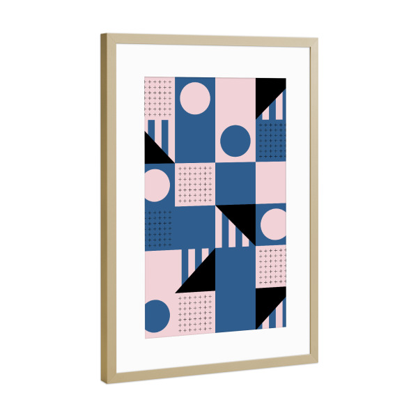 Poster mit Rahmen Gold "Riviera Tiles Company Vibes" artboxONE - Abstrakt,Geometrie