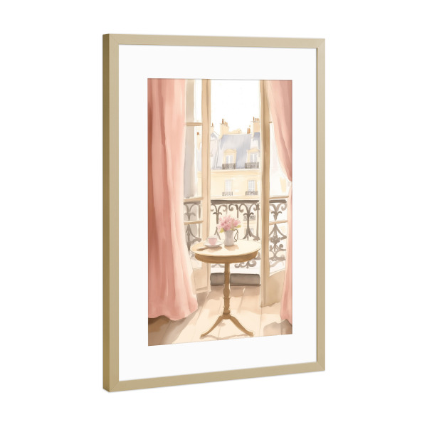 Poster mit Rahmen Gold "Pariser Romantik" artboxONE - Essen & Trinken,Architektur,Städte / Paris