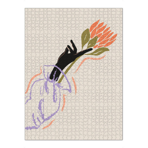 Puzzle Ravensburger "Holding the flower" artboxONE - Floral,Menschen - Arm,Bunt,Blume,Abstrakt,Menschen,Kunst,Malerei,Pflanze,Floral - Bild arm