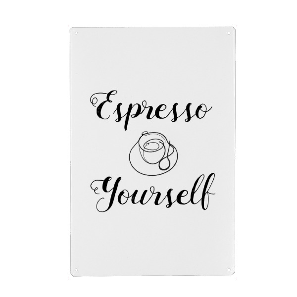 Holzbild "Espresso Yourself One Line" artboxONE - Essen & Trinken,Schwarzweiß