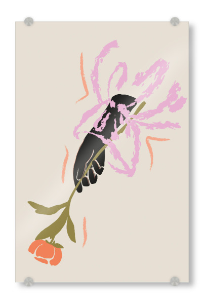 Acrylglasbild "Don't let it drop" artboxONE - Floral,Menschen,Fashion - Bunt,Blume,Floral,Pflanze,Hand,Fashion,Mode