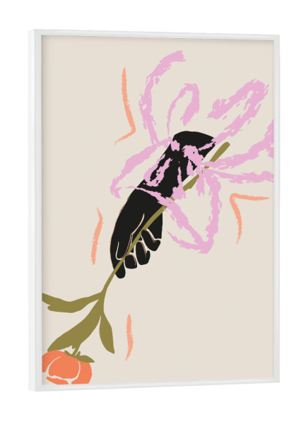 Poster mit weißem Rahmen "Don't let it drop" artboxONE - Floral,Menschen,Fashion - Bunt,Blume,Floral,Pflanze,Hand,Fashion,Mode