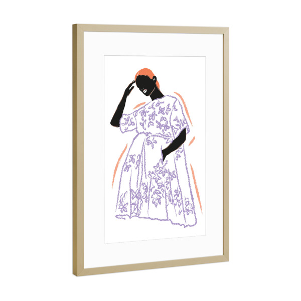 Poster mit Rahmen Gold "Frau im bunten Kleid" artboxONE - Menschen,Fashion - Menschen,Fashion,Mode,Kleid,Bunt