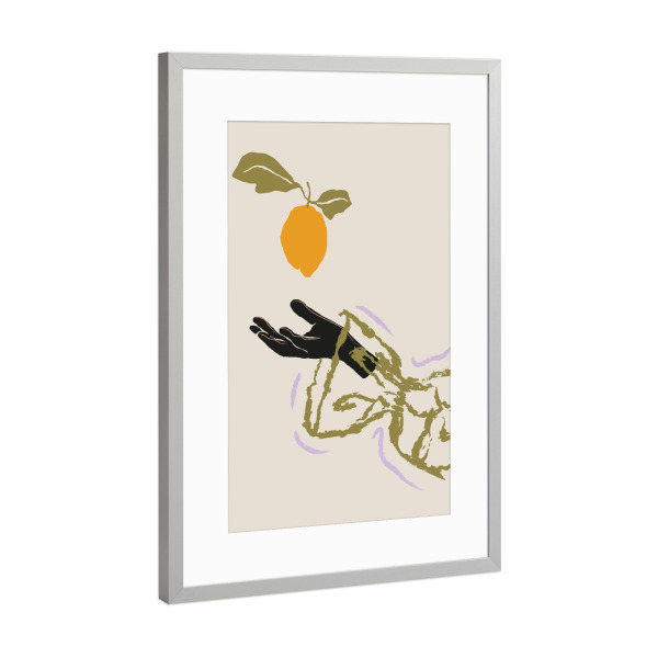 Poster mit Rahmen Silber "Catching the lemon" artboxONE - Menschen,Fashion,Essen & Trinken / Obst & Gemüse