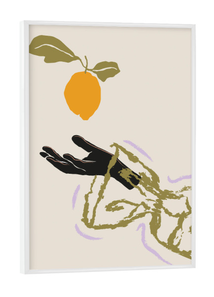 Poster mit weißem Rahmen "Catching the lemon" artboxONE - Menschen,Fashion,Essen & Trinken / Obst & Gemüse