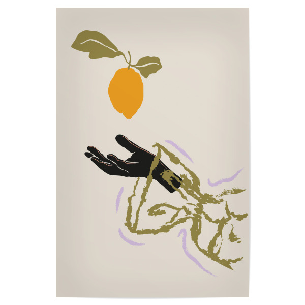 Poster 30x20 cm "Catching the lemon" artboxONE - Menschen,Fashion,Essen & Trinken / Obst & Gemüse