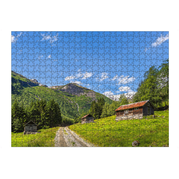 artboxONE Puzzle "Landschaft mit Holzhütten" artboxONE - Natur,Reise,Architektur,Reise / Länder