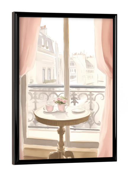 Poster mit schwarzem Rahmen "Pariser Ausblick" artboxONE - Floral,Architektur,Städte / Paris