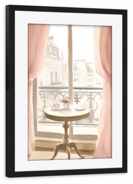Poster mit Rahmen schwarz "Pariser Ausblick" artboxONE - Floral,Architektur,Städte / Paris