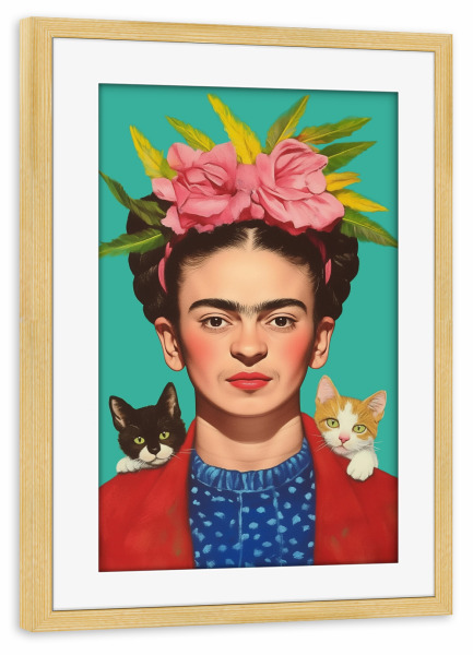 Poster mit Rahmen kiefer "Babykatzen Lieben Frida" artboxONE - Floral,Tiere,Menschen