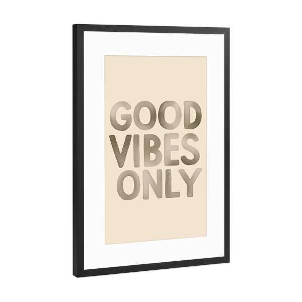 Poster mit Rahmen Schwarz (Metallic) "Good vibes gute Stimmung" artboxONE - Typografie,Abstrakt,Buchstaben