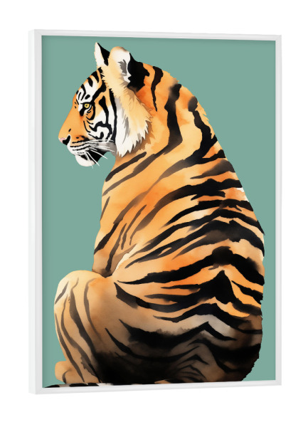 Poster mit weißem Rahmen "Tiger Pose" artboxONE - Tiere,Abstrakt,Reise / Asien