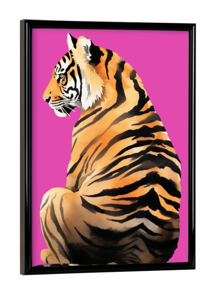 Poster mit schwarzem Rahmen "Tiger Wildnis pink" artboxONE - Tiere,Abstrakt,Reise / Asien