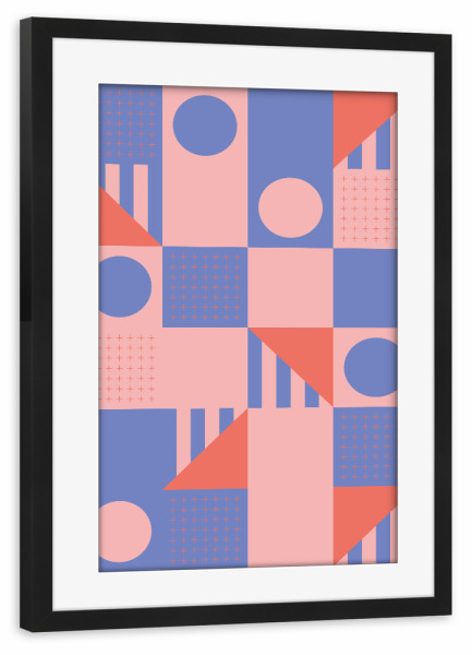 Poster mit Rahmen schwarz "Riviera Tiles Periwinkle Vibes" artboxONE - Abstrakt,Geometrie