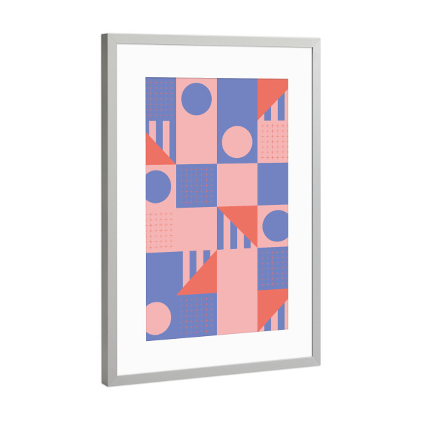 Poster mit Rahmen Silber "Riviera Tiles Periwinkle Vibes" artboxONE - Abstrakt,Geometrie