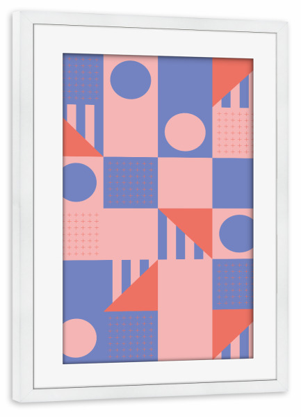 Poster mit Rahmen weiß "Riviera Tiles Periwinkle Vibes" artboxONE - Abstrakt,Geometrie