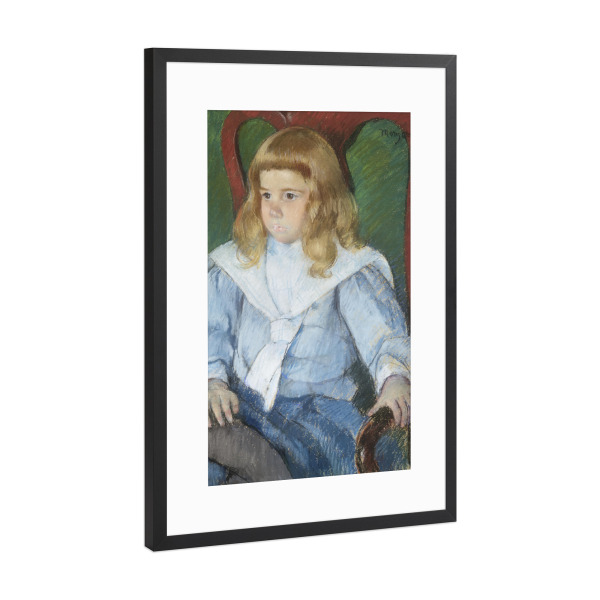 Poster mit Rahmen Schwarz (Metallic) "Junge mit goldenen Locken" artboxONE - Für Kinder,Für Mama,Für Papa