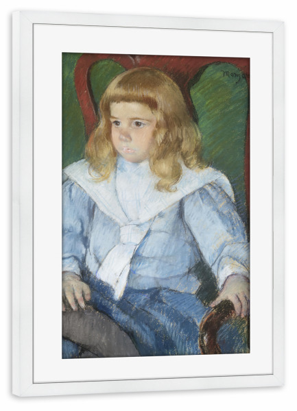 Poster mit Rahmen weiß "Junge mit goldenen Locken" artboxONE - Für Kinder,Für Mama,Für Papa
