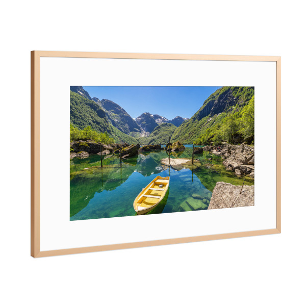 Poster mit Rahmen Kupfer "Blick auf einen Gletschersee" artboxONE - Natur,Reise,Reise / Länder