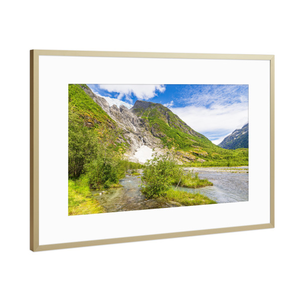 Poster mit Rahmen Gold "Blick auf eine Gletscherzunge" artboxONE - Natur,Reise,Reise / Länder