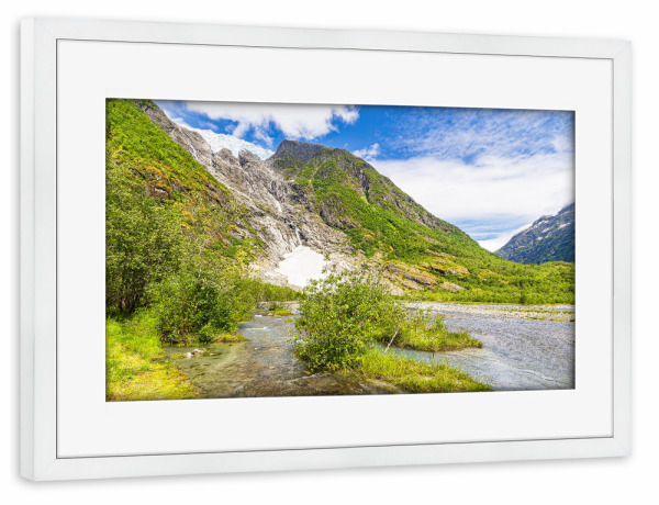 Poster mit Rahmen weiß "Blick auf eine Gletscherzunge" artboxONE - Natur,Reise,Reise / Länder