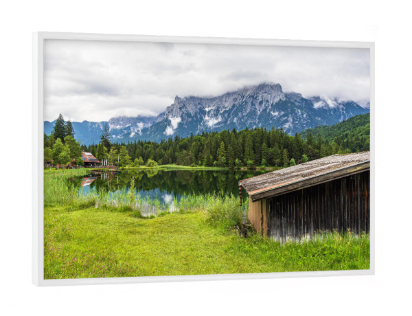 Poster mit weißem Rahmen "Hütte am Lautersee" artboxONE - Natur,Reise,Architektur