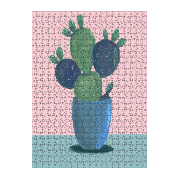 artboxONE Puzzle "Sommerkaktus auf Rosa" artboxONE - Abstrakt - Kaktus,Saftig,Wüste,Sommer,Boho,Malerei,Naiv - Bild kaktus