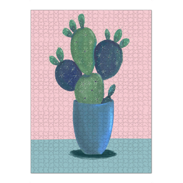 Puzzle Ravensburger "Sommerkaktus auf Rosa" artboxONE - Abstrakt - Kaktus,Saftig,Wüste,Sommer,Boho,Malerei,Naiv - Bild kaktus