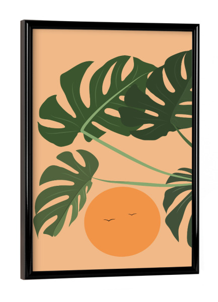 Poster mit schwarzem Rahmen "Monstera Sonne" artboxONE - Natur,Reise,Floral