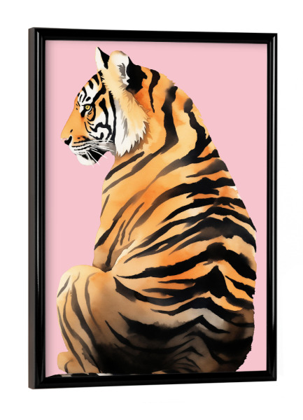 Poster mit schwarzem Rahmen "Tigerpracht rosa" artboxONE - Tiere,Abstrakt,Reise / Asien