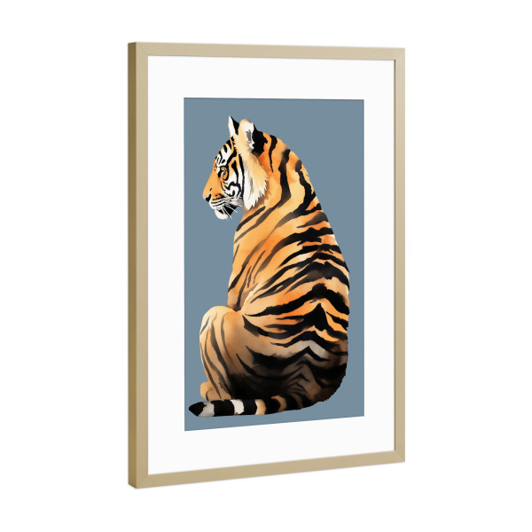 Poster mit Rahmen Gold "Anmutiger Tiger" artboxONE - Tiere,Abstrakt,Reise / Asien