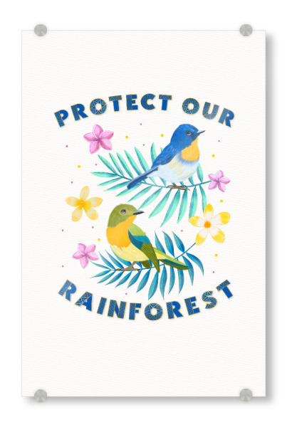 Acrylglasbild "Schützen wir den Regenwald" artboxONE - Typografie,Natur,Tiere
