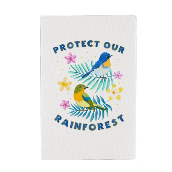 Holzbild "Schützen wir den Regenwald" artboxONE - Typografie,Natur,Tiere