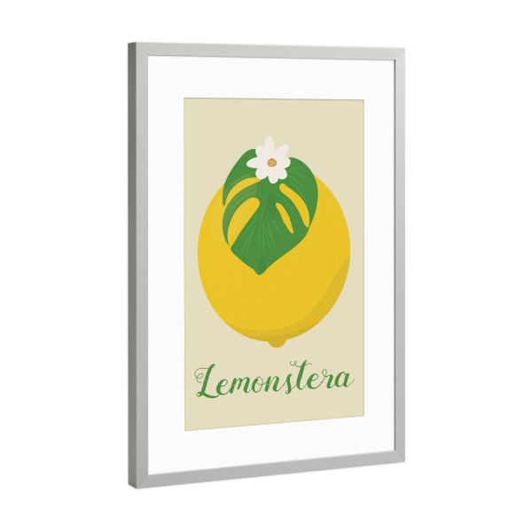 Poster mit Rahmen Silber "Lemonstera Zitrone Monstera" artboxONE - Essen & Trinken / Obst & Gemüse