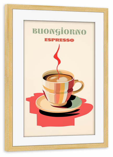 Poster mit Rahmen kiefer "Buongiorno espresso" artboxONE - Essen & Trinken,Abstrakt
