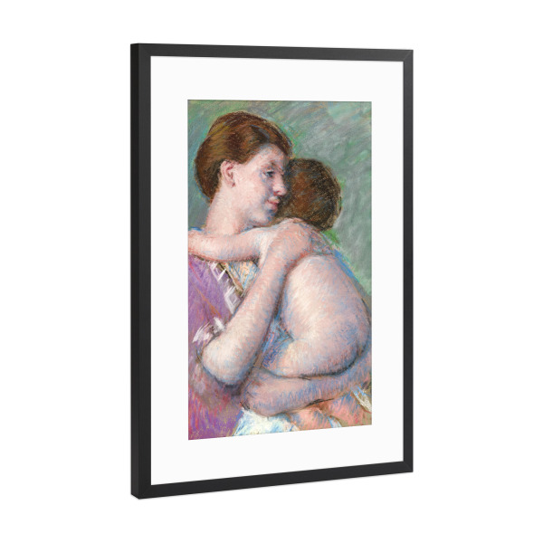 Poster mit Rahmen Schwarz (Metallic) "Mutter und Baby" artboxONE - Für Kinder,Menschen,Liebe,Für Mama,Für Papa