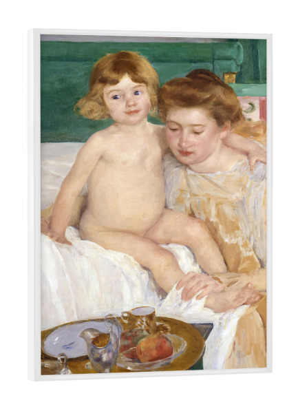 Poster mit weißem Rahmen "Baby Getting Up from His Nap" artboxONE - Für Kinder,Menschen,Liebe,Für Mama,Für Papa