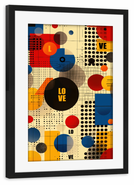 Poster mit Rahmen schwarz "Abstrakte Retro Liebe" artboxONE - Abstrakt,Geometrie,Liebe