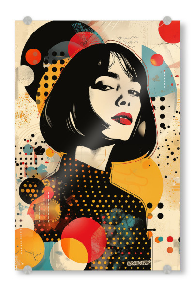 Acrylglasbild "Retro Polka Dot Frau" artboxONE - Comic,Abstrakt,Menschen