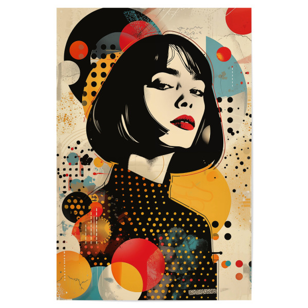 Poster "Retro Polka Dot Frau" artboxONE - Comic,Abstrakt,Menschen