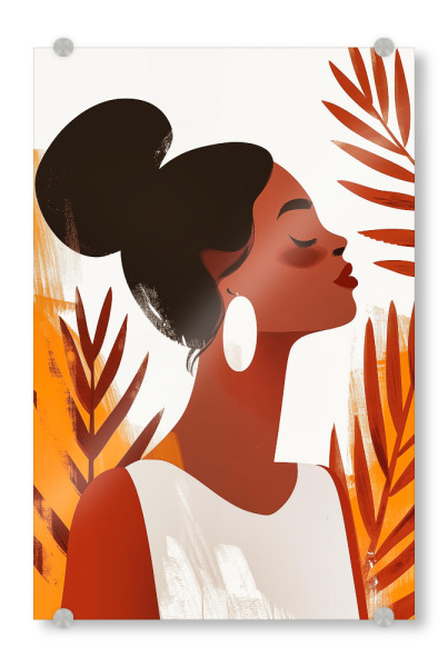 Acrylglasbild "Dekorative Boho Frau mit Ohrring" artboxONE - Menschen