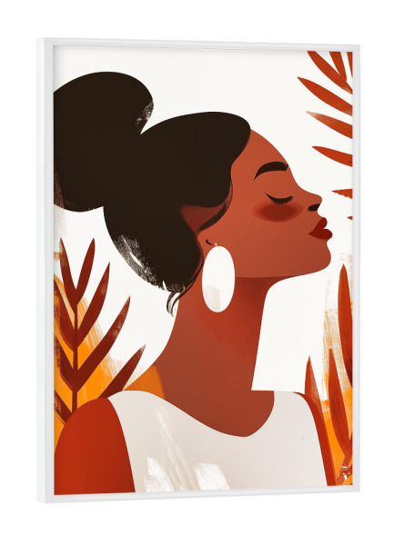 Poster mit weißem Rahmen "Dekorative Boho Frau mit Ohrring" artboxONE - Menschen