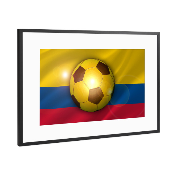 Poster mit Rahmen Schwarz (Metallic) "Kolumbien Champion" artboxONE - Sport,Sport / Fußball