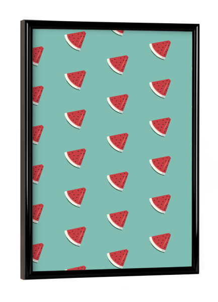 Poster mit schwarzem Rahmen "Wassermelonen türkis" artboxONE - Essen & Trinken / Obst & Gemüse - Wassermelone,Süß,Muster