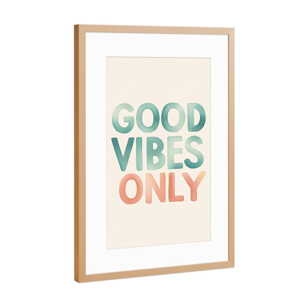 Poster mit Rahmen Kupfer "Good vibes Frische Impulse" artboxONE - Typografie,Abstrakt,Buchstaben