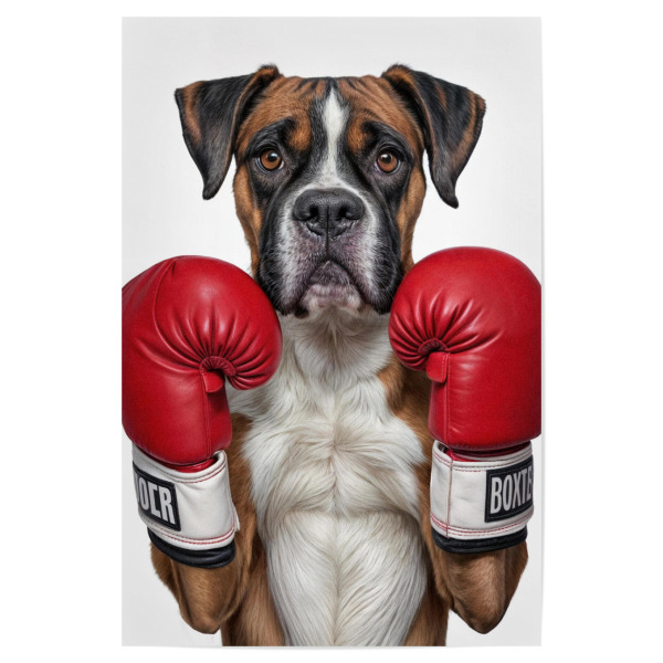 Poster 30x20 cm "Boxer Dog With Boxing Gloves" artboxONE - Tiere - Fight,Boxing,Boxer dog,Animal,Puns,Dog,Fight lovers,Humor