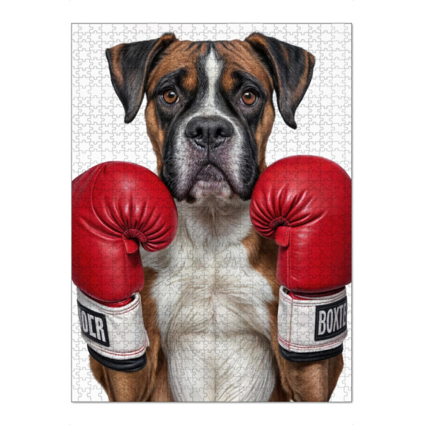 Puzzle Ravensburger "Boxer Dog With Boxing Gloves" artboxONE - Tiere - Fight,Boxing,Boxer dog,Animal,Puns,Dog,Fight lovers,Humor - Bild fight