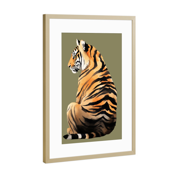 Poster mit Rahmen Gold "Tiger Impressionen" artboxONE - Tiere,Abstrakt,Reise / Asien