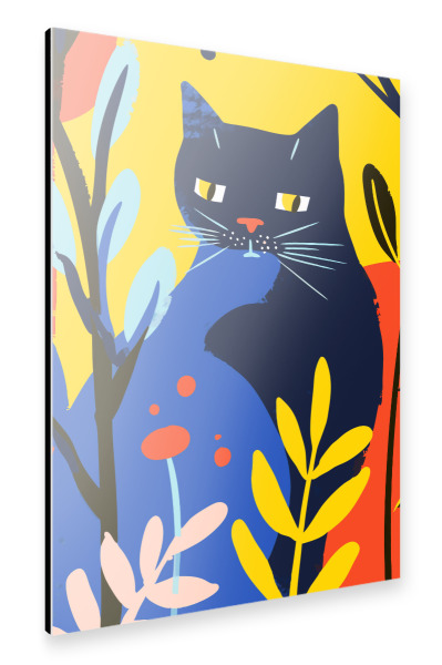 Alu-Dibond "Black Cat In The Forest" 30x20 cm artboxONE