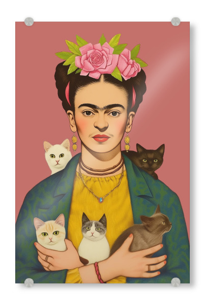 Acrylglasbild "Frida's Katzen" artboxONE - Floral,Tiere,Menschen